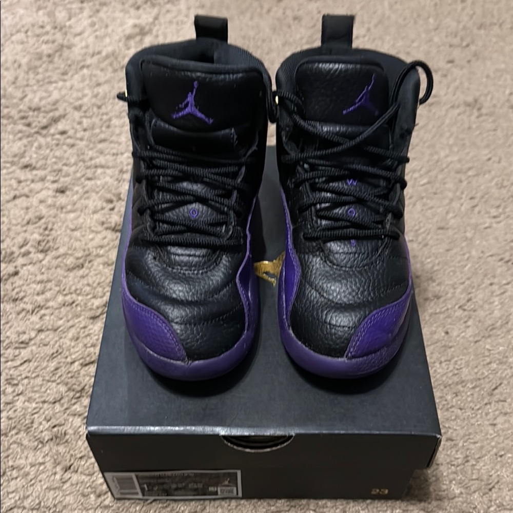 Jordan Black and Purple High-Top Sneakers with Jumpman Logo